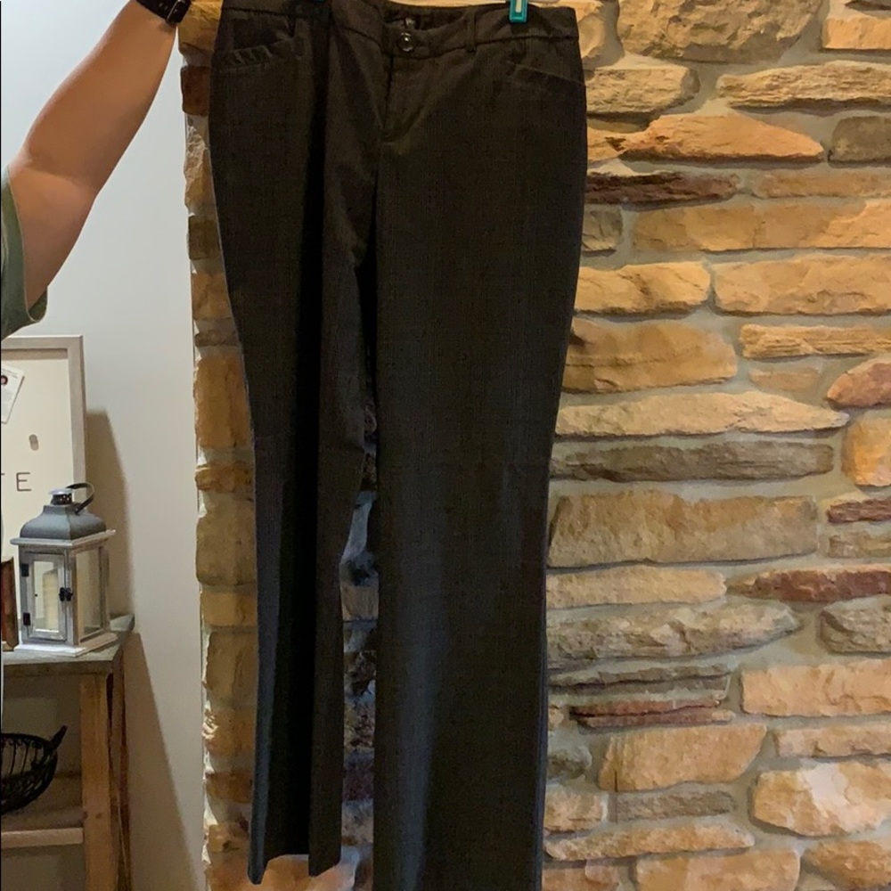 Gray and black trousers